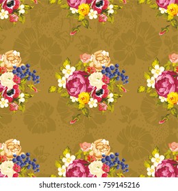 Seamless floral pattern with peony Vector Illustration EPS8
