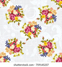 Seamless floral pattern with peony Vector Illustration EPS8