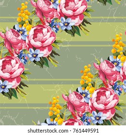 Seamless floral pattern with peony Vector Illustration EPS8
