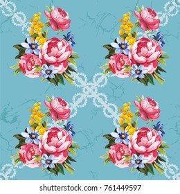 Seamless floral pattern with peony Vector Illustration EPS8