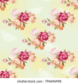 Seamless floral pattern with peony Vector Illustration