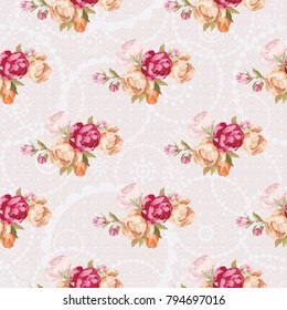 Seamless floral pattern with peony Vector Illustration