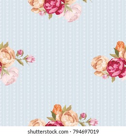 Seamless floral pattern with peony Vector Illustration