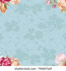 Seamless floral pattern with peony Vector Illustration