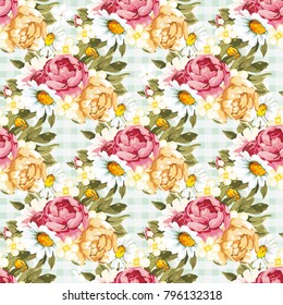 Seamless floral pattern with peony Vector Illustration