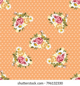 Seamless floral pattern with peony Vector Illustration