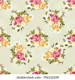 Seamless floral pattern with peony Vector Illustration