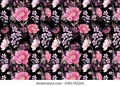 Seamless floral pattern Perfect for interior designs, textiles, and decorative purposes to bring elegance and charm