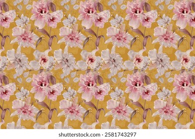 Seamless floral pattern Perfect for interior designs, textiles, and decorative purposes to bring elegance and charm