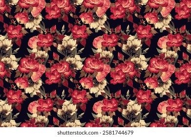 Seamless floral pattern Perfect for interior designs, textiles, and decorative purposes to bring elegance and charm