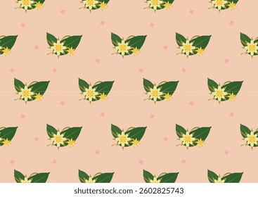 Seamless Floral Pattern with Pikul Flowers and Leaves