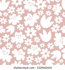 Seamless floral pattern. Pink background from Spring Garden Collection. Vector illustration.