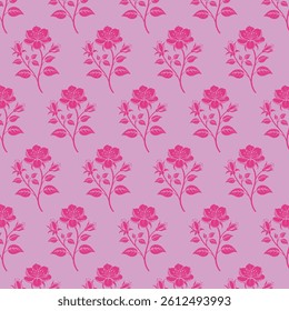 Seamless floral pattern with pink background 