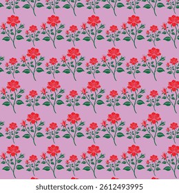 Seamless floral pattern with pink background 