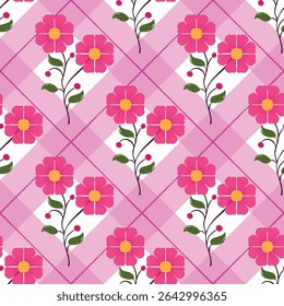 padrão floral sem costura com arte de ilustração de fundo rosa