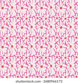 Patrón floral sin fisuras Fondo rosa Flores blancas