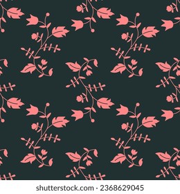Patrón floral transparente rosa y negro