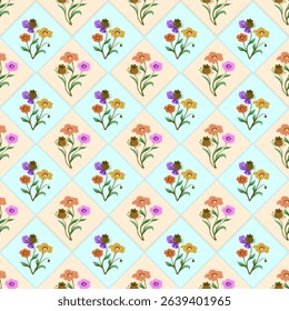  seamless floral pattern, pink and blue ornament, vintage design, vector illustration elegant for textile, wall paper, bedding, curtains, cushion cover, wrapping paper, rug, scarf, fashion, decoration