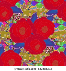 Seamless Floral Pattern in pink and blue colors. Vector illustration.