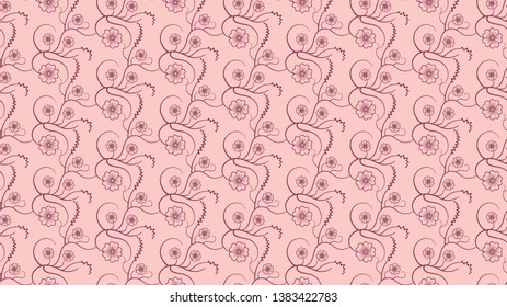 Seamless floral pattern in pink colors. Vector