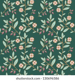 Seamless floral pattern with pink flowers
