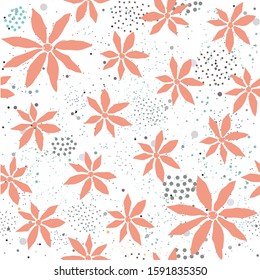 Seamless floral Pattern with pink flowers on subtle background. Vector Illustration