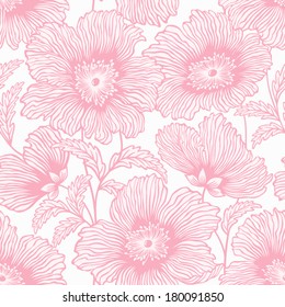 seamless floral pattern with pink flowers 