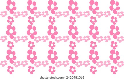 Patrón floral sin foco. Flores rosas sobre un fondo blanco, dos tonos rosados estilo de repetición de la rejilla de flores, diseño de imagen repleto para la impresión de tela
