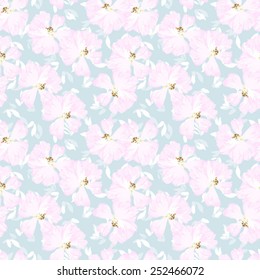 Seamless floral pattern with Pink flowers of rose hips