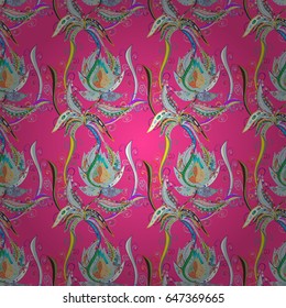 Seamless floral pattern with pink flowers, watercolor. Vector flower illustration. Seamless pattern with floral motif.