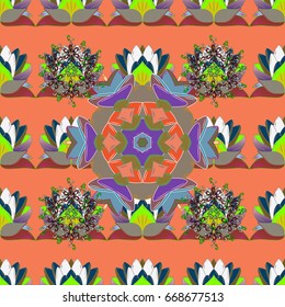 Seamless floral pattern with pink flowers, watercolor. Vector flower illustration. Seamless pattern with floral motif.