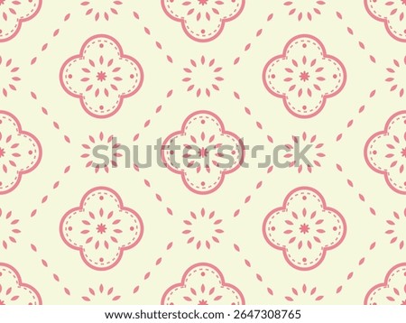 Seamless floral pattern with pink flowers and hearts in decorative vintage style, Seamless pattern in tribal, folk and mexican styles. Aztec geometric ornament print. Design for carpets, wallpaper