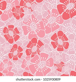 Seamless floral pattern with pink and light rose flowers