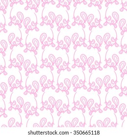 Seamless floral pattern of pink ornamental cucumbers