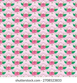 Patrón floral sin fisuras con peonías rosadas y diseño de hojas verdes