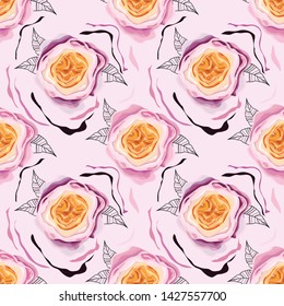 
Seamless floral pattern in pink and purple shades. Abstract flower with imitation of silk. Vintage floral pattern. Vector illustration.
