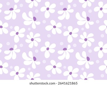 Seamless floral pattern with pink and purple flowers on pastel background for wallpaper or card design