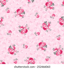 Seamless floral pattern with pink rose