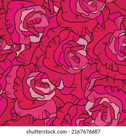 Seamless Floral Pattern Pink Roses Cartoon Stock Vector (Royalty Free ...