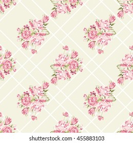 Seamless floral pattern with pink roses Vector Illustration EPS8