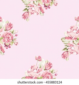 Patrón floral sin fisuras con rosas rosadas Vector Ilustración EPS8