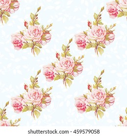 Seamless floral pattern with pink roses Vector Illustration EPS8