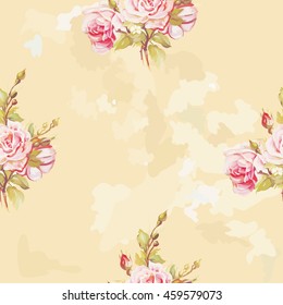 Seamless floral pattern with pink roses Vector Illustration EPS8