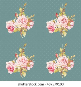 Seamless floral pattern with pink roses Vector Illustration EPS8