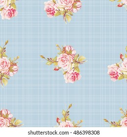 Seamless floral pattern with pink roses Vector Illustration EPS8
