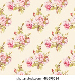 Seamless floral pattern with pink roses Vector Illustration EPS8
