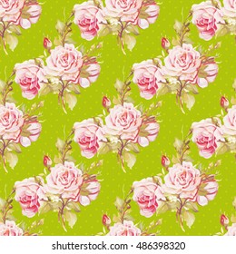 Seamless floral pattern with pink roses Vector Illustration EPS8
