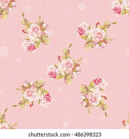 Seamless floral pattern with pink roses Vector Illustration EPS8
