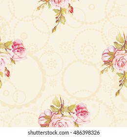 Patrón floral sin fisuras con rosas rosadas Vector Ilustración EPS8
