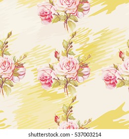 Seamless floral pattern with pink roses Vector Illustration EPS8